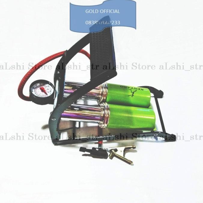 *Gold* Pompa Angin Kaki Injak Double Foot Pump 2 Tabung Piston