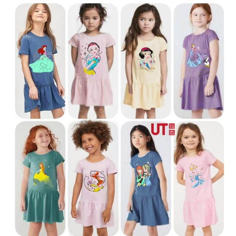 Dress Uniqlo Anak Perempuan Karakater Princes Disney