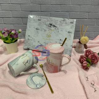  Gelas  Cangkir Mug Keramik  Marble Mr Mrs Couple  Set Tinggi 