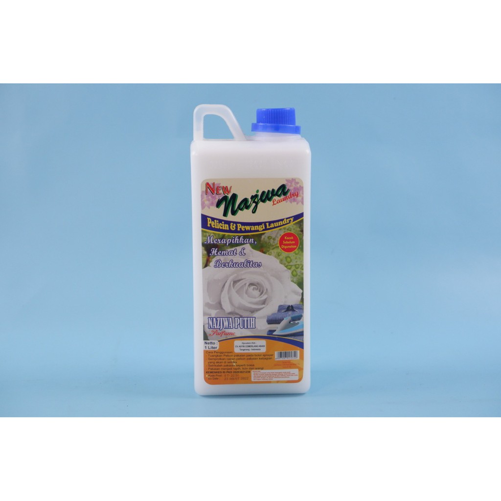 [BTL] 1LITER PELICIN SETRIKA UNTUK PAKAIAN LAUNDRY/LONDRY &PEWANGI PAKAIAN NAJWA PUTIH HARUM & MURAH