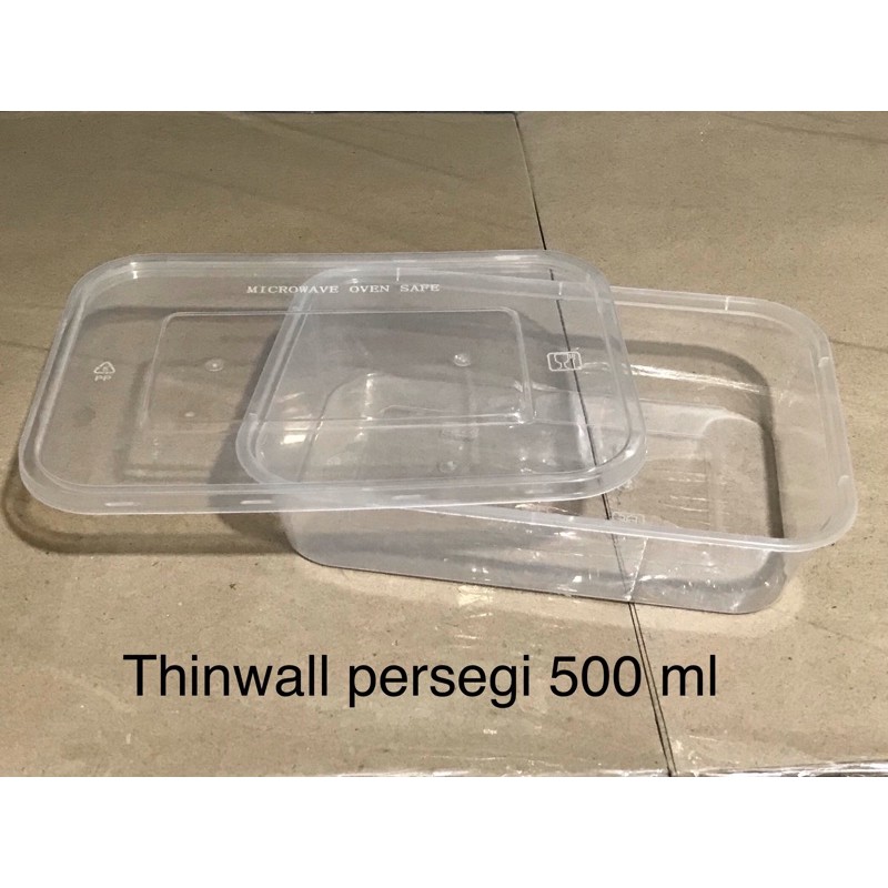 Thinwall persegi uk 500 ml/Kip Food container uk 500 ml rectangle warna bening
