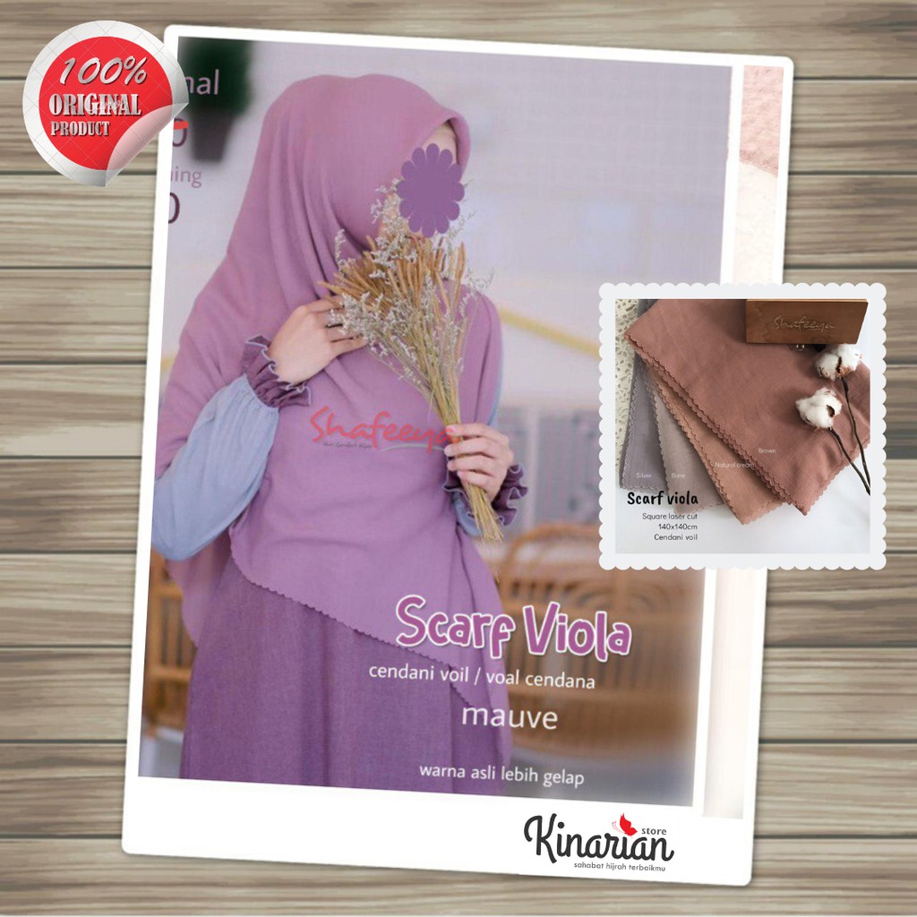 Hijab Segi 4 VIOLA Original by Shafeeya -  Voal Premium Cendani Voil - Jilbab Jumbo