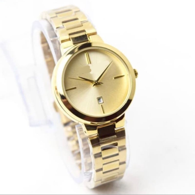 (Terima Cod)Jam Tangan Wanita Fashion F22iL Bulat Tanggal Aktif Strap Rantai/Stell(Dikirim Jakarta)