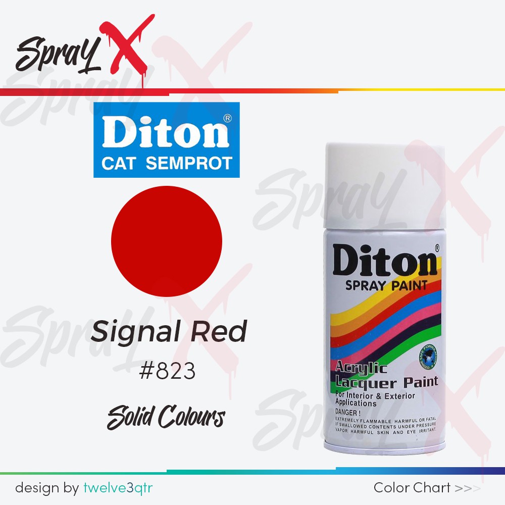 DITON SOLID SIGNAL RED 823 / MERAH HATI #823 150ML 300ML - SPRAY PAINT / PYLOX / PILOX