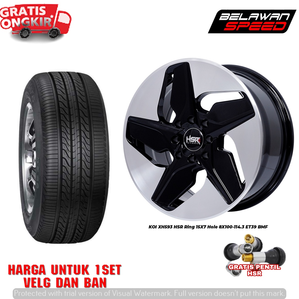 PAKET VELG RACING+BAN MOBIL PICANTO SOLUNA AGYA IGNIS SIGRA RING15 HSR KOI R15 VELG MURAH