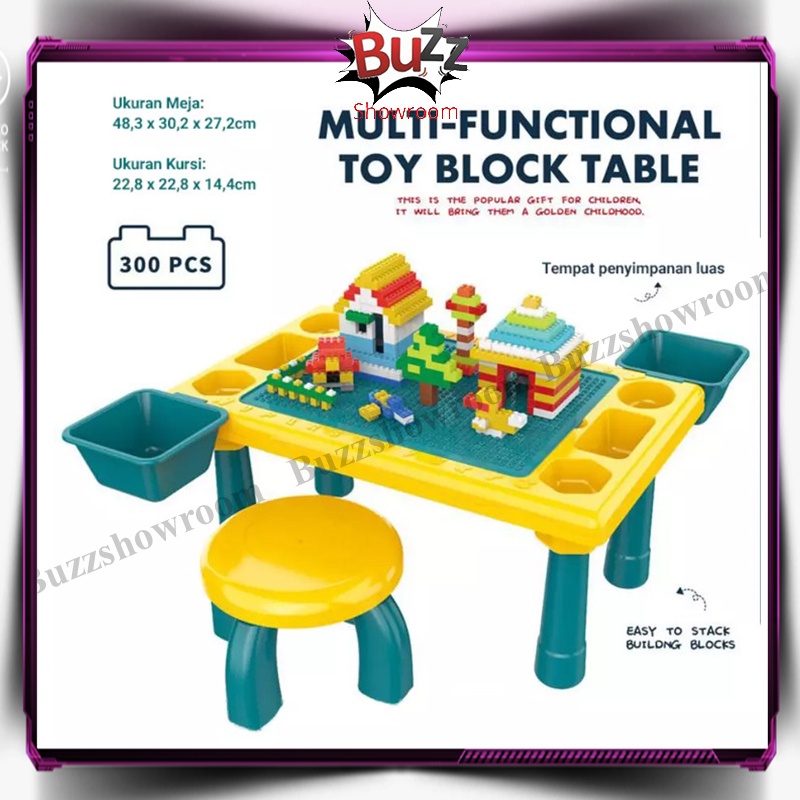 Multifunctional Toy Block Table Meja Belajar Main Brick Anak Multifungsi