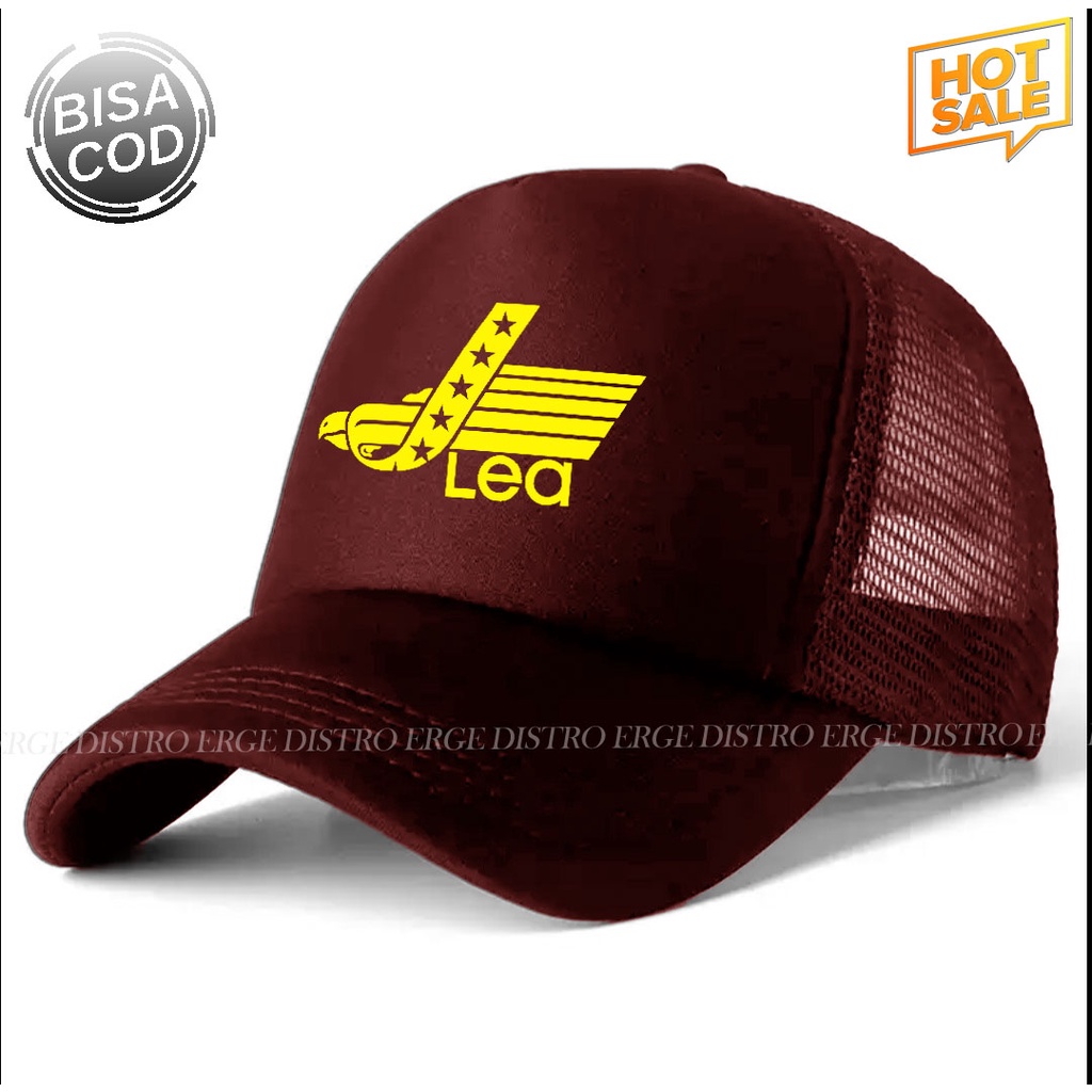 COD Topi distro LEA Logo Yellow Premium Quality Pria Wanita  - Topi Trucker Jaring Good Quality