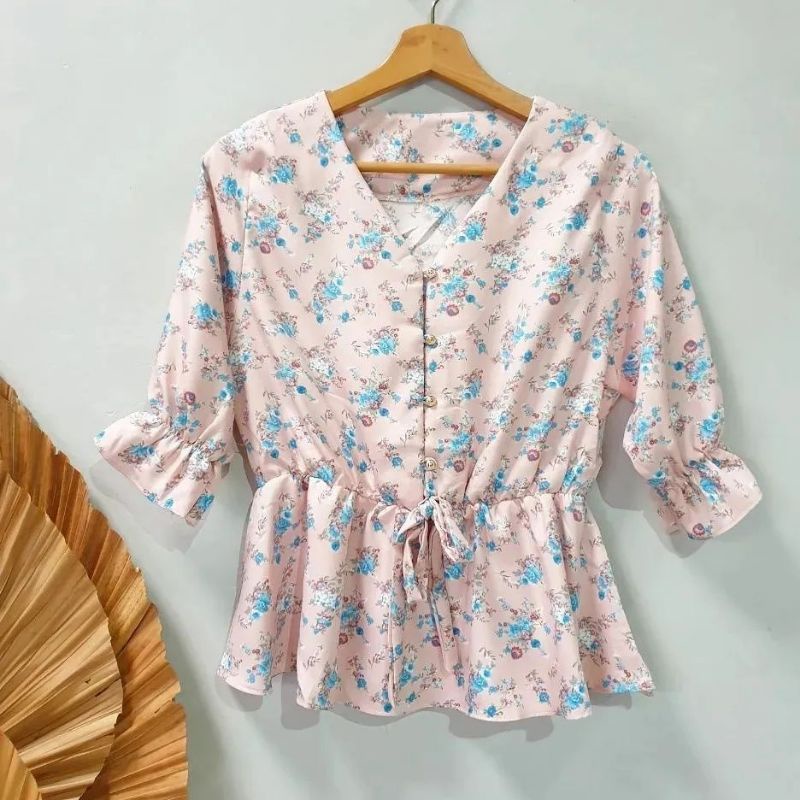 PANORAMA DIORA / PLAIN PEPLUM BLOUSE WANITA DELIGHTLINE BASIC CASUAL - LENGAN PANJANG SESIKU-2