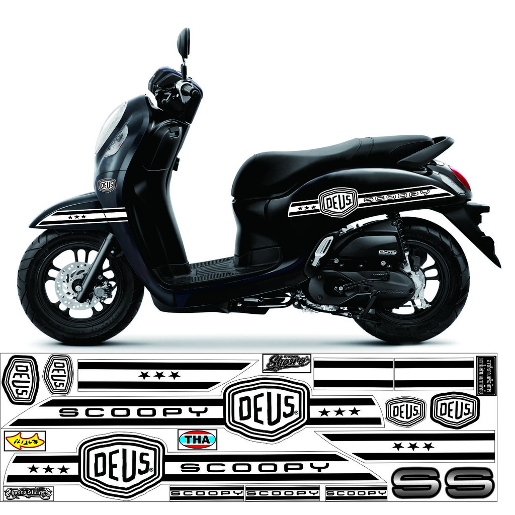 VARIASI HONDA SCOOPY NEW 2016-2021 MOTIF DEUS HITAM PUTIH STRIPING SCOOPY 2021