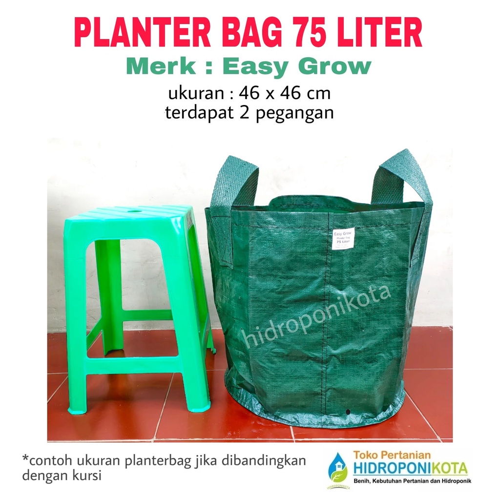 EASY GROW - PLANTER BAG 75 LITER - size 46 x 46 cm - planterbag easy grow - merk EASY GROW ASLI