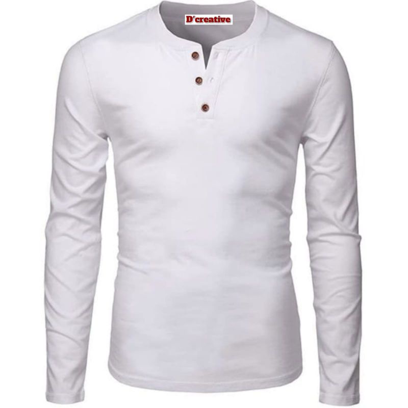 Kaos Pria Kancing Sanghai Lengan Panjang / Atasan Pria Leher V / Baju Pria Distro Terbaru