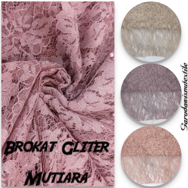 KAIN BROKAT BRUKAT MUTIARA GLITER GLITTER IMPORT / HARGA PER 0.5 m / LEBAR 150cm