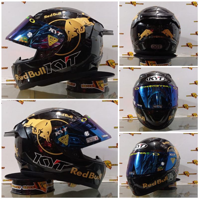 HELM KYT R10 SOLID BLACK DOFF PAKET GANTENG ORIGNAL PICT-BK GLOS REDBUL-BLUE