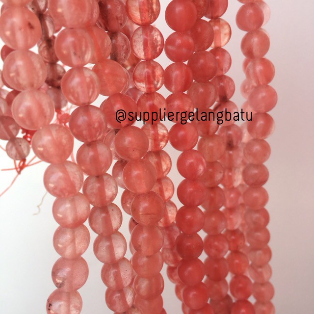 batu kristal 6mm cherry quartz pink natural crystal stone healing akik aksesoris kesehatan unisex