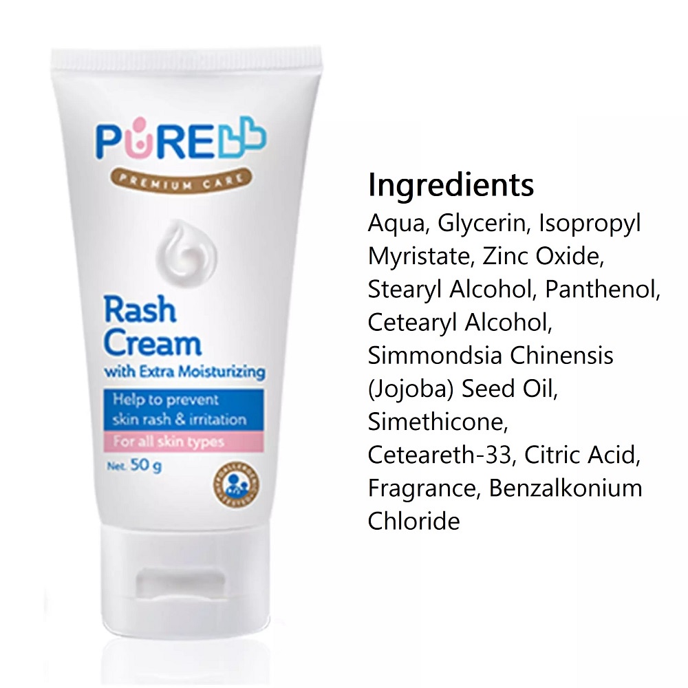 Pure BB Baby Rash Cream Krim Atasi Ruam Biang Keringat Iritasi Eczema Eksim Bayi