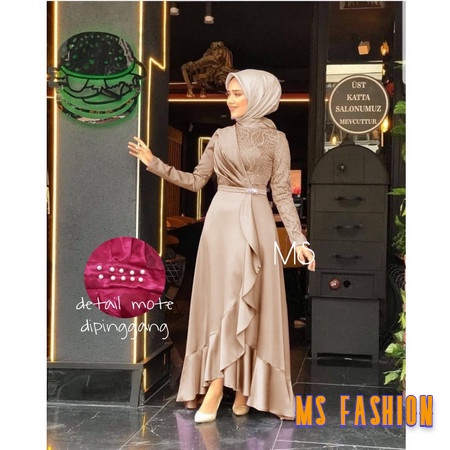 Baju Gamis Kondangan Wanita Terbaru Dress Muslim Muslimah Undangan Pesta Pernikahan Cewek Elegan Cew