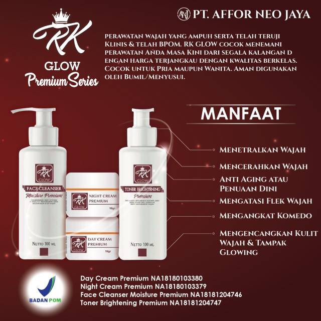 PAKET RK GLOW PREMIUM / CREAM RK GLOW ACNE / CREAM RK GLOW PREMIUM BPOM ORIGINAL 100%