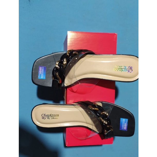 sandal wanita hak kaca 3cm