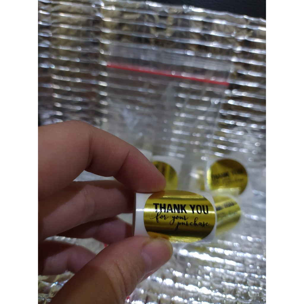 

Sticker thank you for your purchase, sticker gold isi 50 pcs/roll, Stiker