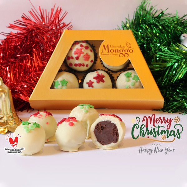 

Christmas Chocolate Ganache Truffle 5x15gr l Cokelat Monggo l Coklat Kado Natal l Pralin Hadiah Gift