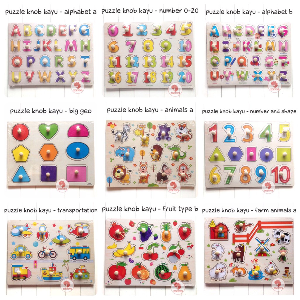 Zoetoys Puzzle Knob Kayu | Wooden Knob | puzzle knob | puzzle pin besar |Mainan Anak |Mainan Edukasi