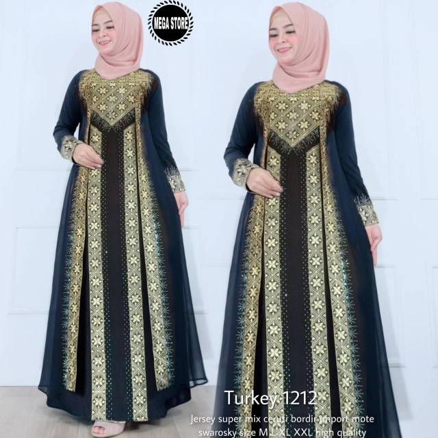 Gamis Abaya Arab Hitam - Abaya Turkey - Abaya Dubai - Abaya Mesir - TURKEY 1212