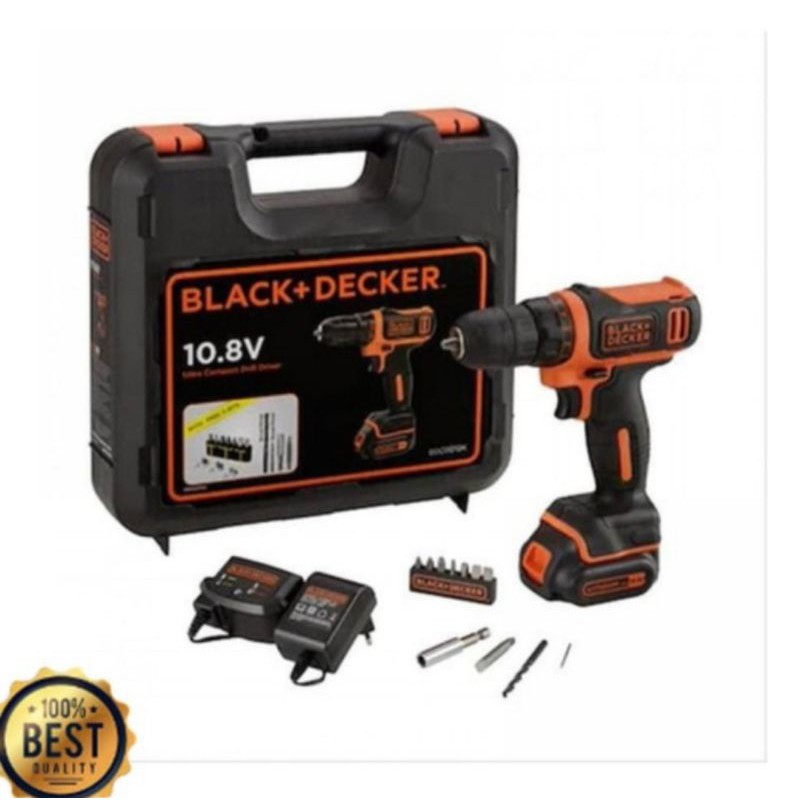 Mesin Bor Baterai Black Decker BDCDD12K 10.8V Cordless Drill Driver BDCDD12 Bor Batre Besi Kayu Stai