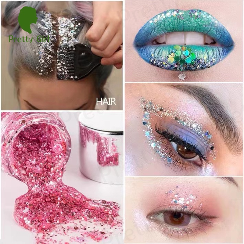 【asli】HANDAIYAN 9Colors Glitter Shiny body Painting Gel Cream Face Glitter Body Art Eye Shadow Festival Party Eye Makeup Cream 30g