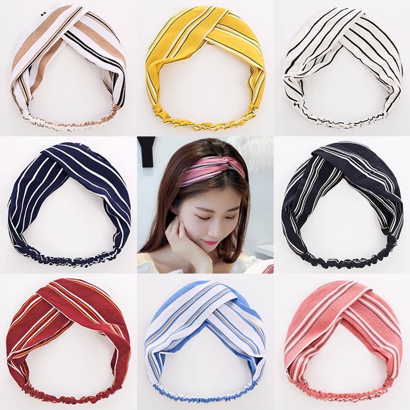 OVERFLOWS.ID ✿ Bando Korea Bandana Fashion Murah Motif Bunga Vintage Garis Polkadot