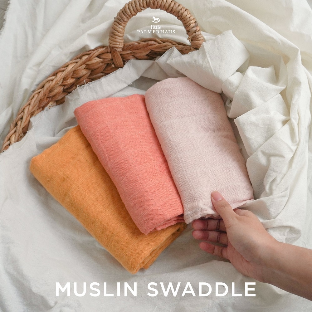 1 Pcs MUSLIN SWADDLE BEDONG  Little Palmerhaus bahan sangat halus by little terry selimut anak bedon