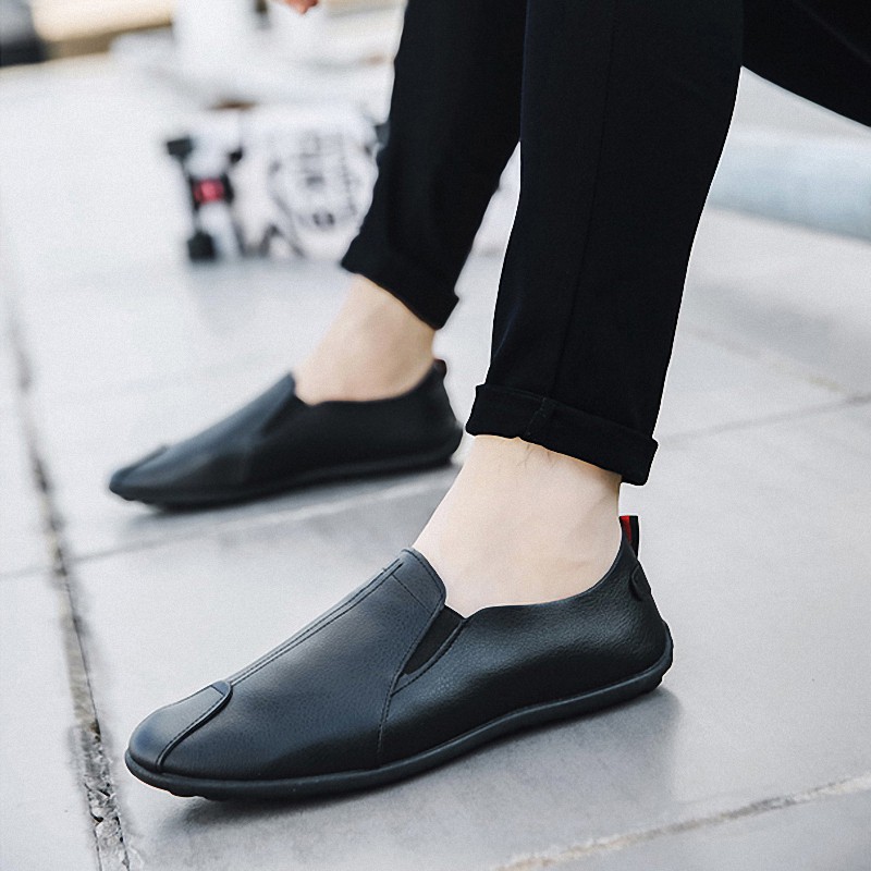 Toread Sepatu Pria Slip On Casual Anti Air Sepatu Kulit Hitam Formal Sepatu Kerja KSP201