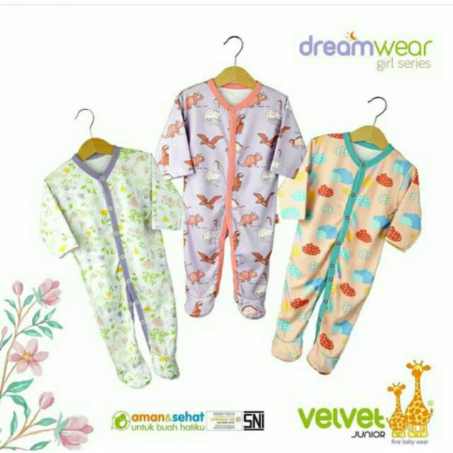 Sleepsuit dreamwear junior velvet jumper baby baju tidur bayi