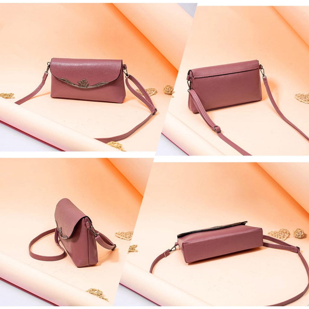 TAS SELEMPANG WANITA IMPORT KEKINIAN PESTA KULIT PINK LEANY TA373P3 SLING BAG KOREA MINI MURAH BATAM
