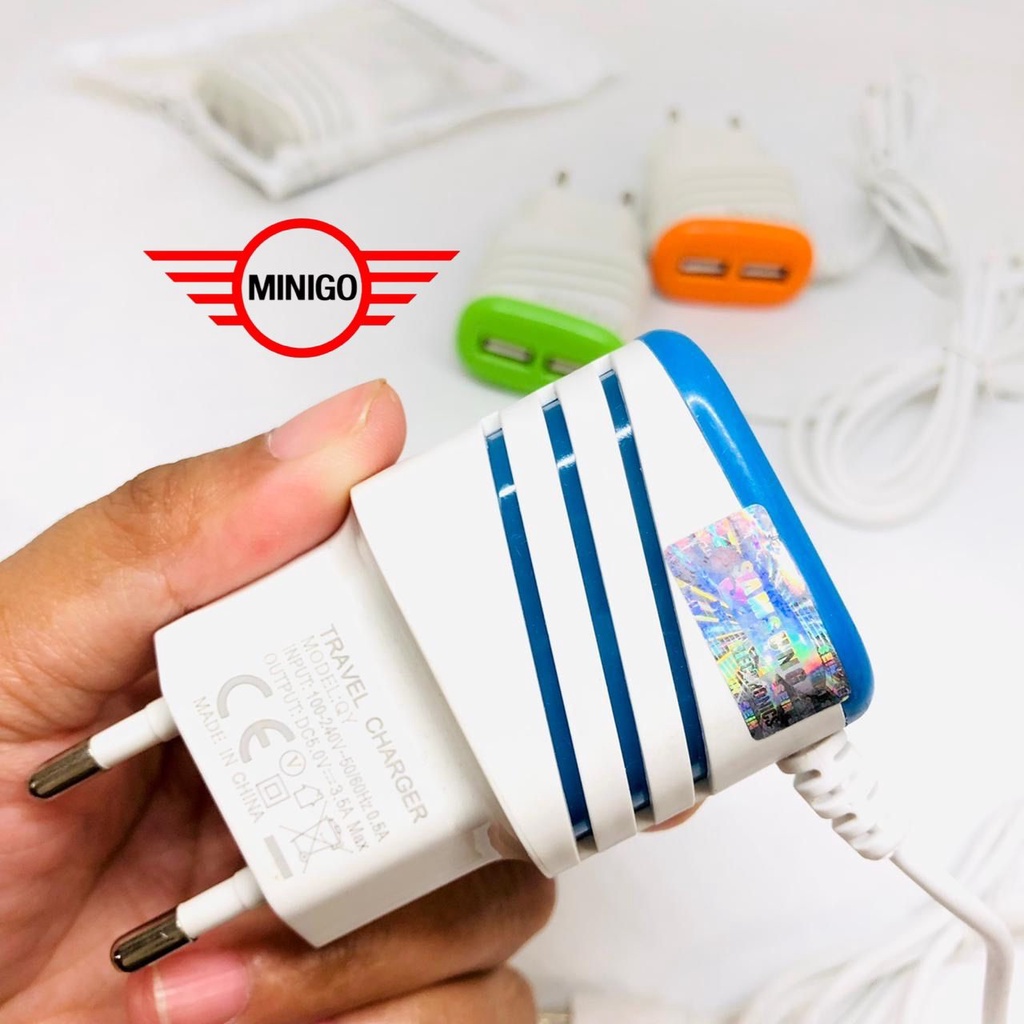 CHARGER CASAN OPPO VOOC MINI 2 USB 4A CHARGER ULIR LED garis + KABEL 2.1Ampere Branded 2PORT USB Port