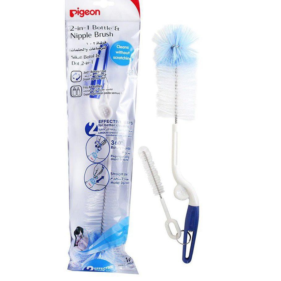 PIGEON Bottle and Nipple Brush 2in1 | Sikat Pembersih Botol &amp; Dot