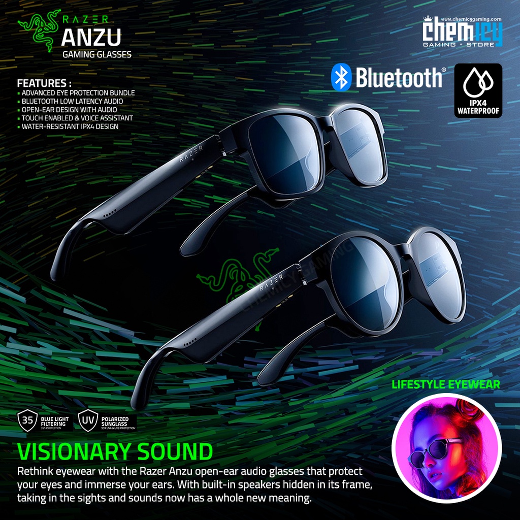 Razer Anzu Smart Gaming Glasses with built-in Headphones
