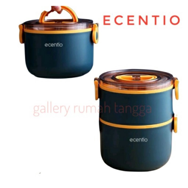 ecentio rantang/round lunch box berinsulasi dua lapis