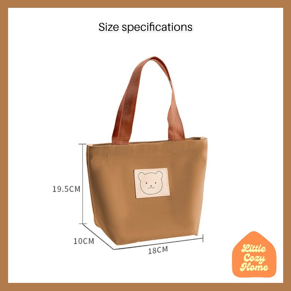 KUMA LUNCH BAG / Tas Bekal Anak Bahan Kanvas Warna Lucu Gambar Beruang