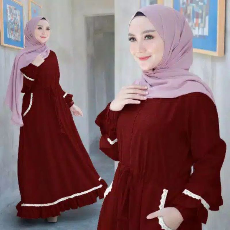 NIRMALA DRESS GAMIS MUSLIM BUSUI DAILY MUSLIM REMAJA POLOS RENDA