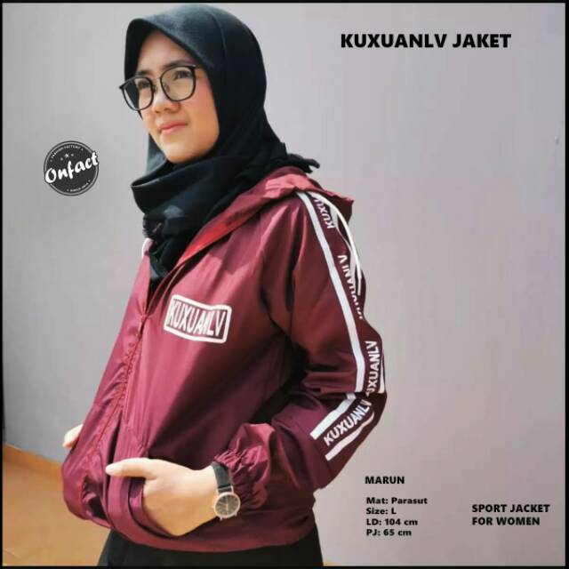 Sport jaket cewek kuxuanlv jaket bahan parasut