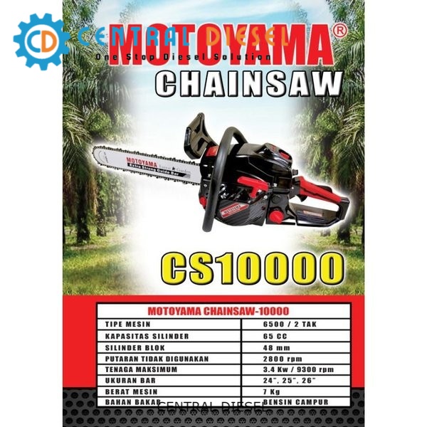 Chainsaw Mesin Potong Kayu MOTOYAMA Tipe CS 10000 Bar 24"