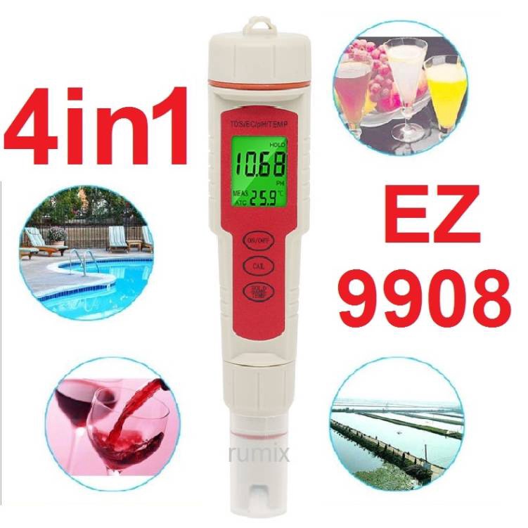 PH TDS EC Temperature Meter EZ9908 Tester ATC EZ-9908 Temp Suhu Hydrophonic Hidroponik EZ 9908 Hidrophonik 4in1