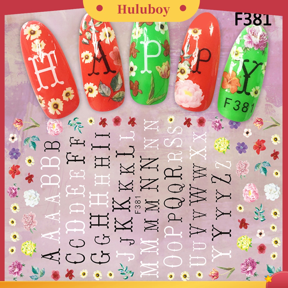 Huluboy Huluboy♡ Stiker Decal Motif Bunga Untuk Dekorasi Nail Art DIY