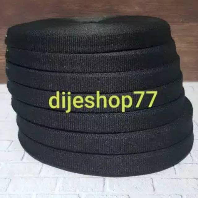Pita list hitam polos 1cm ROLL BESAR / pita polos hitam 1 cm / twill tape bisban craft diy pita box