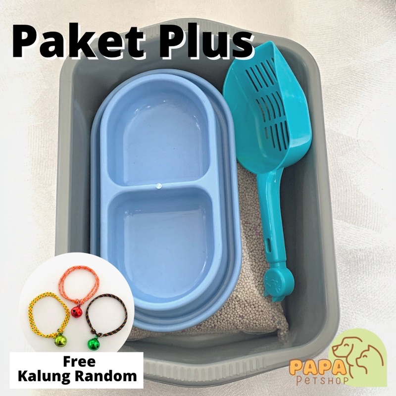 Paket Plus Starter Pack cat litter box tempat makan sekop kucing