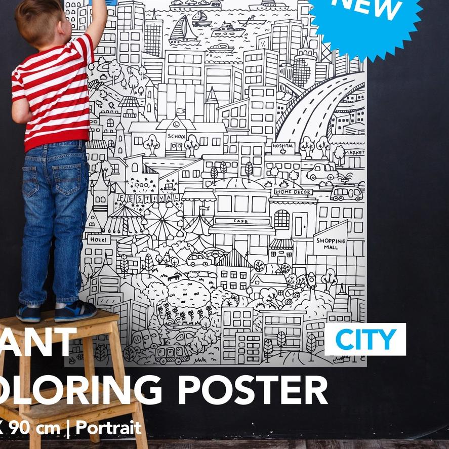 

L4R✰ [CITY] KIDS Giant Coloring Poster - Kertas Mewarnai SUPER BESAR (120x90cm) Paling Laris