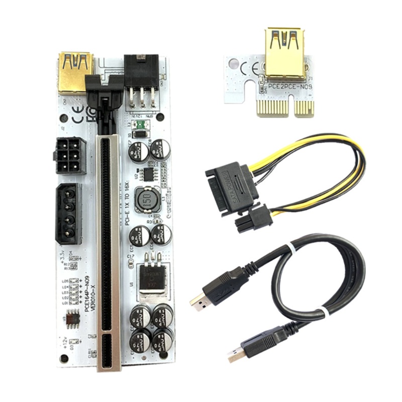 Btsg USB 3.0 PCI-E Riser Card PCI VER010-X Untuk Express 1X Ke 16X Adaptor 6Pin Kabel Listrik Untuk BTC Bitcoin Mining