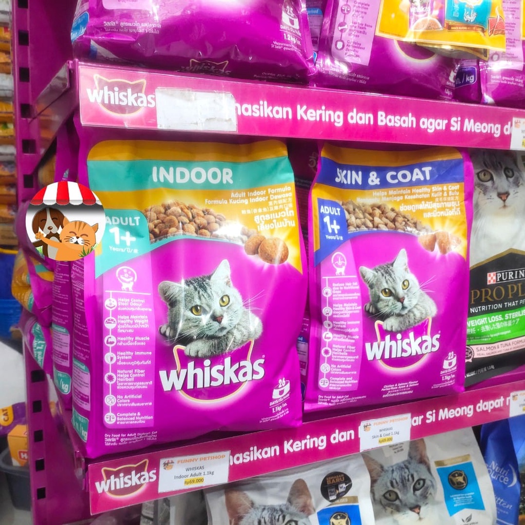 Whiskas Indoor Adult 1.1kg - Makanan Kucing Dewasa - Adult Cat Food