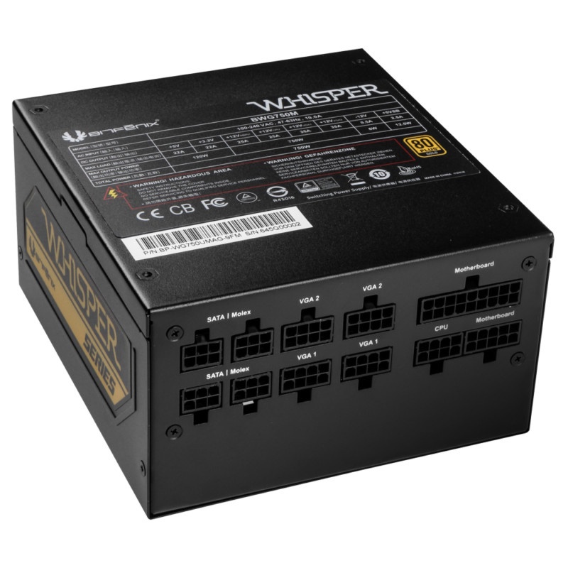 PSU BITFENIX WHISPER 750WATT 80+ GOLD MODULAR | POWERSUPPLY