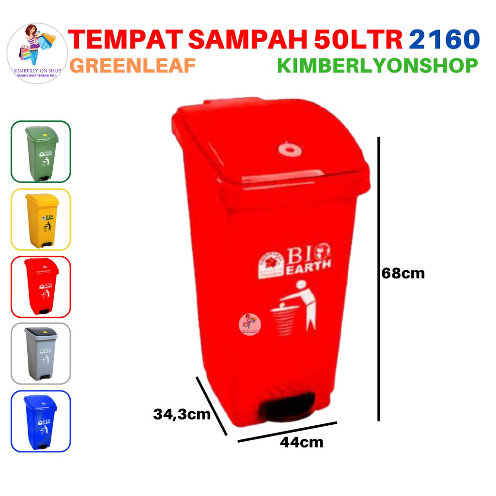 Tempat Sampah Tong sampah BIO injak 50 liter green leaf 2160